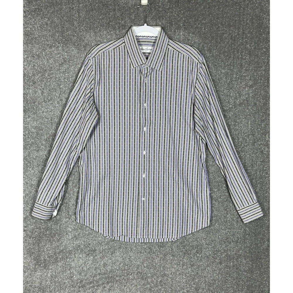 Robert Graham Long Sleeve Button Up Shirt Mens Size 16 - 41 Striped Stripes